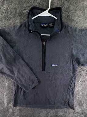 VTG Patagonia Synchilla Fleece Gray Pullover Jacket 1/2 Zip Small W/ Big Pocket